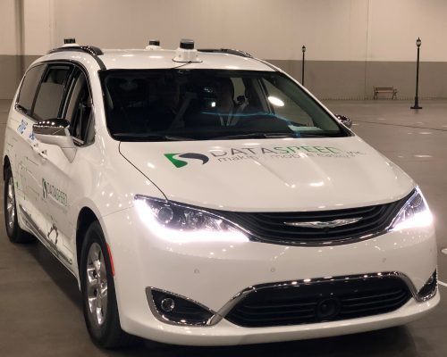 Three Magnetic Lidar Mounts with Velodyne Lidars on Chrysler Pacifica